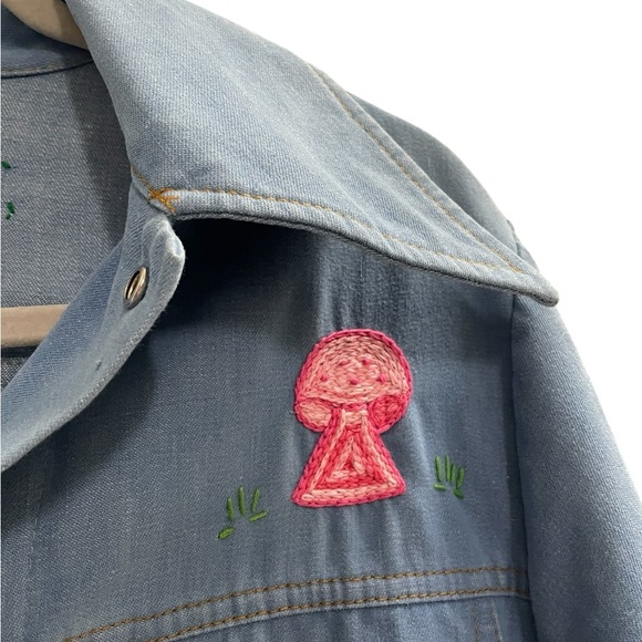 Vintage Hand Embroidered Denim Shirt Jacket Size Large Estimated - Picture 7 of 12